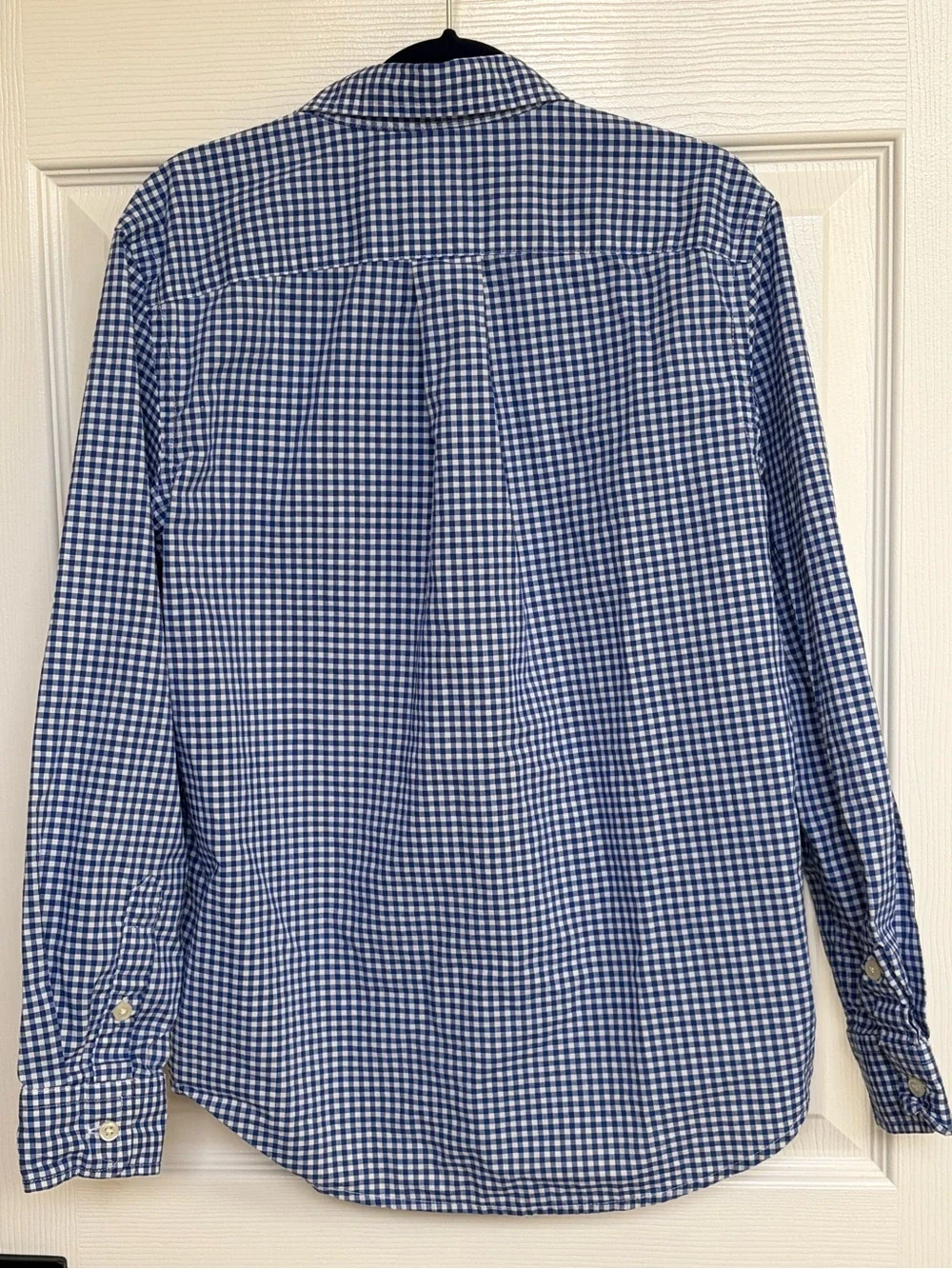 Ralph Lauren Boys M Cotton Poplin Shirt Blue White Gingham Button Down Preppy